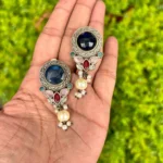 German Silver Stone Earring