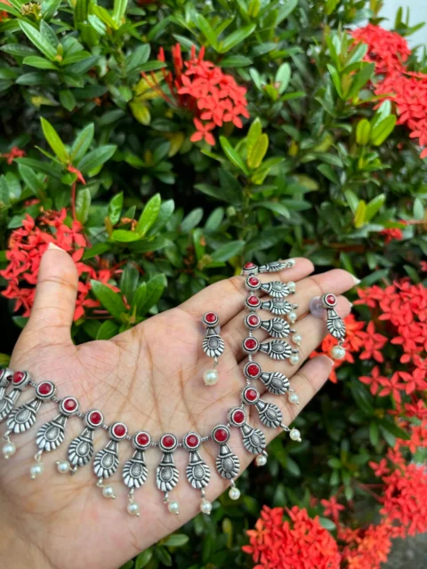 German Silver Necklace & Earring