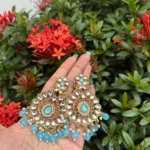 Kundan Earrings - Sky Blue