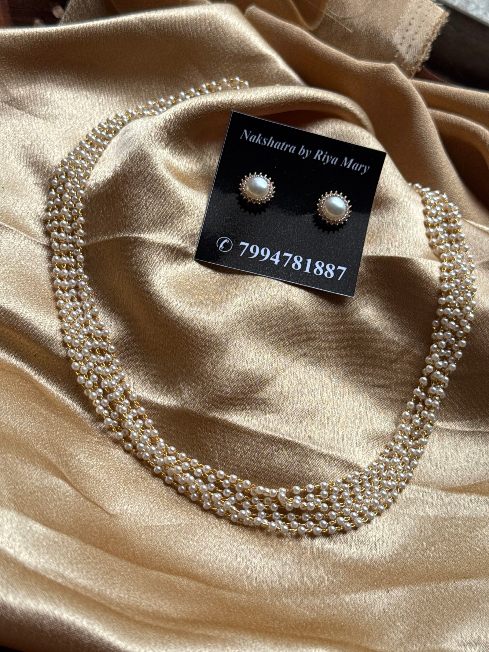 Pearl mala with earring