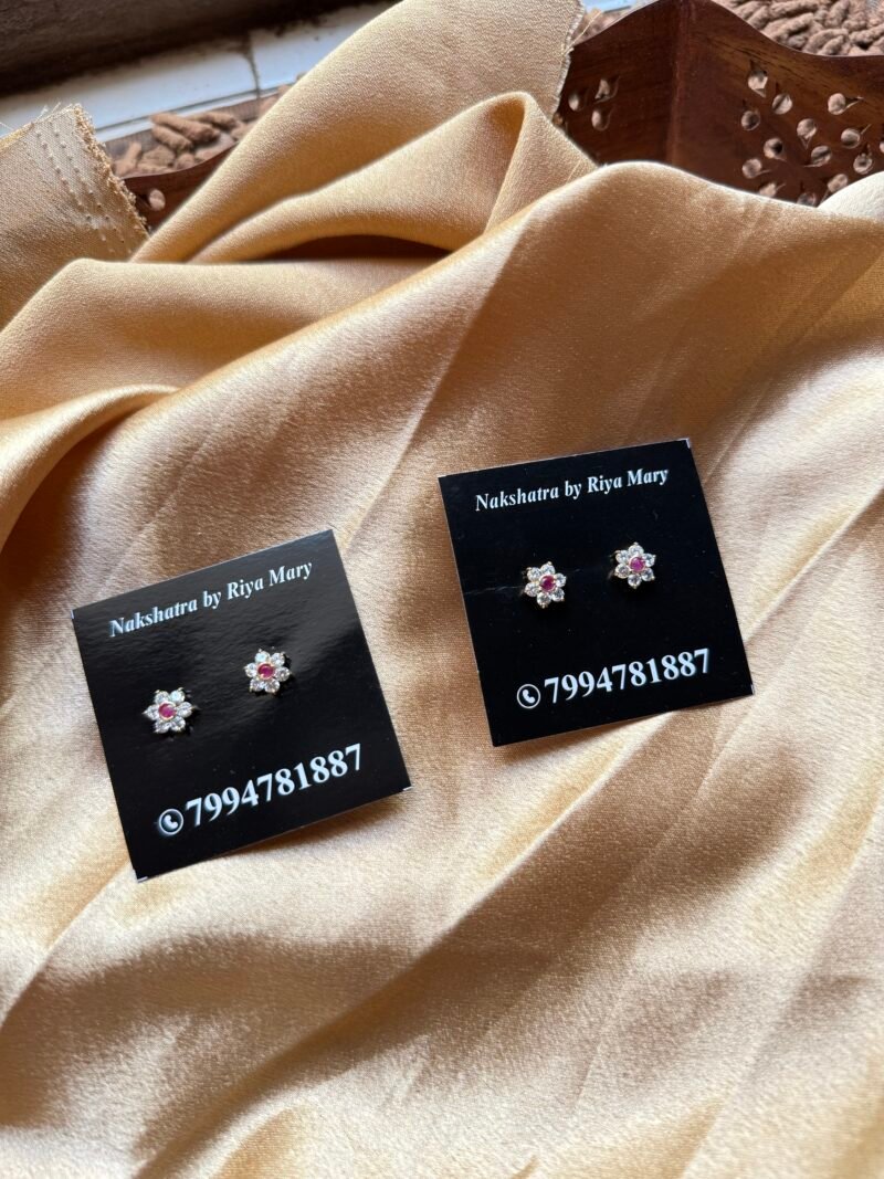 Floral stud in ruby