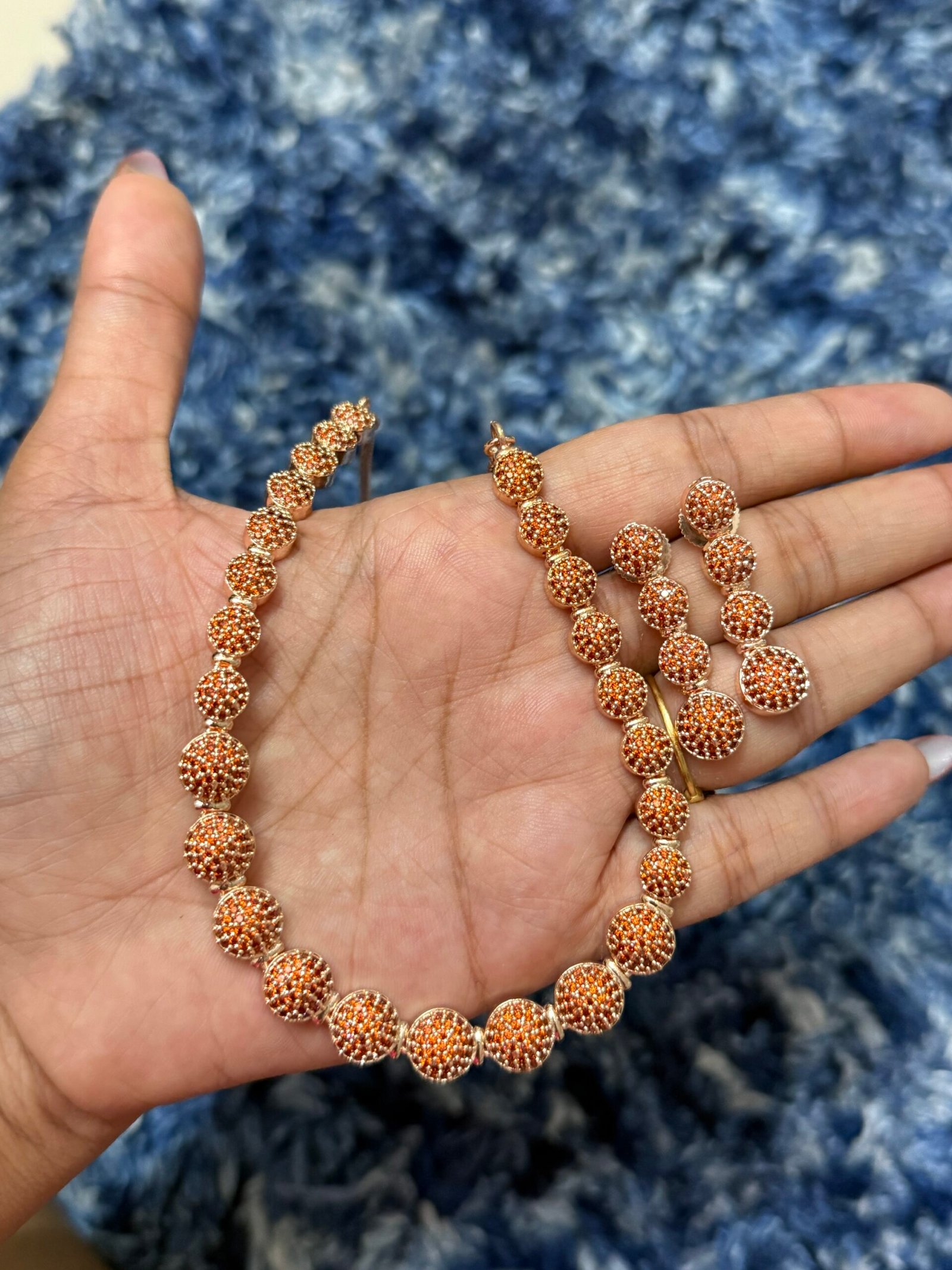 Rustic AD stone chain and earring