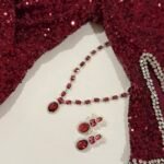 Red AD stone Mala + earring