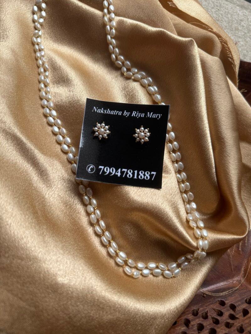 Pearl mala + earring