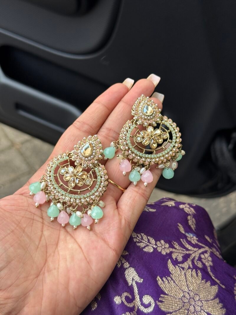 Pastel green and pink earring