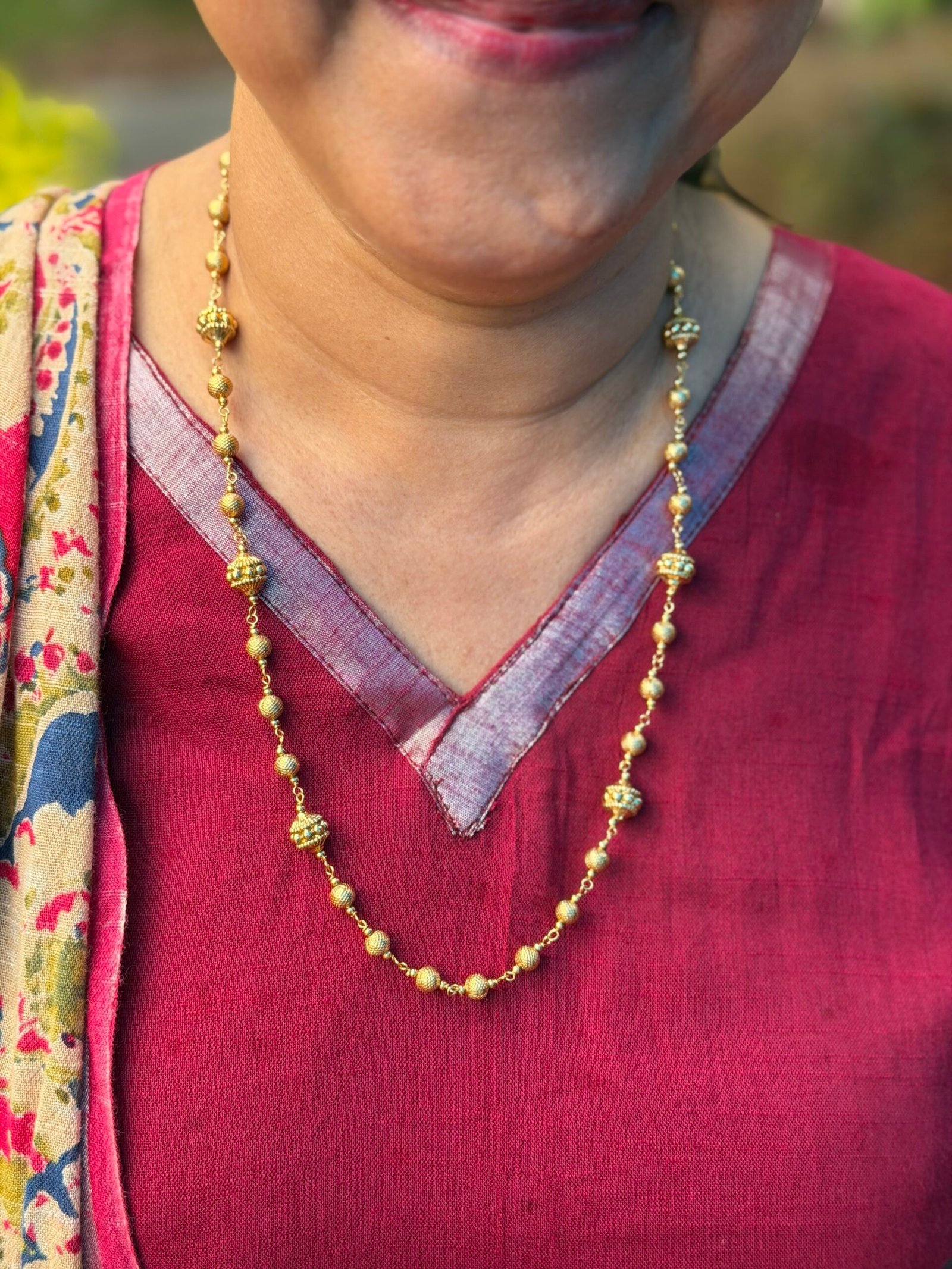 Long antique gold chain