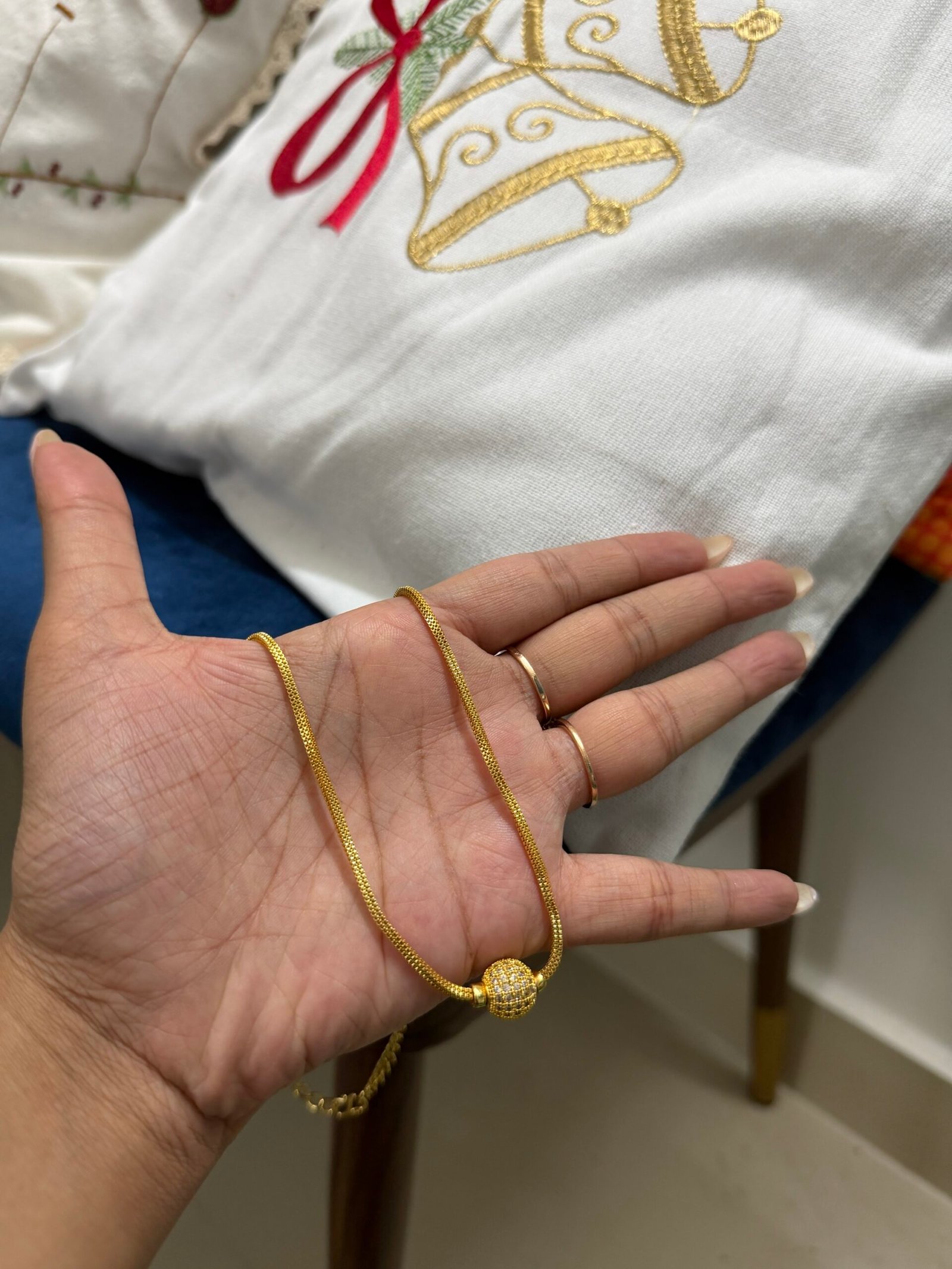 White ball pendant with chain