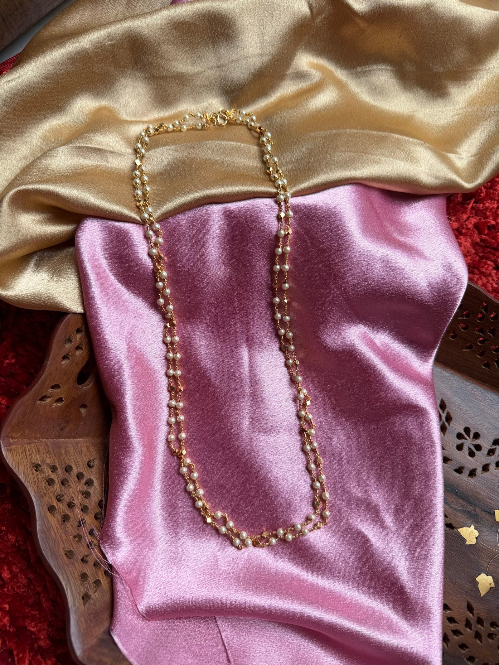 Pearl long mala gold plated