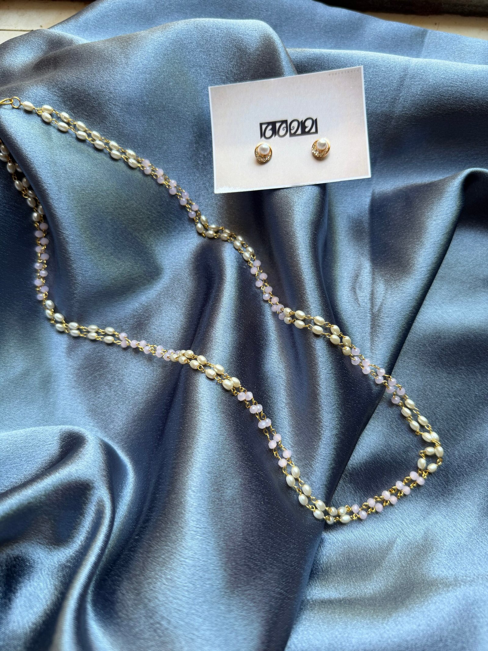 Pearl and pastel pink mala 2 layer (5)