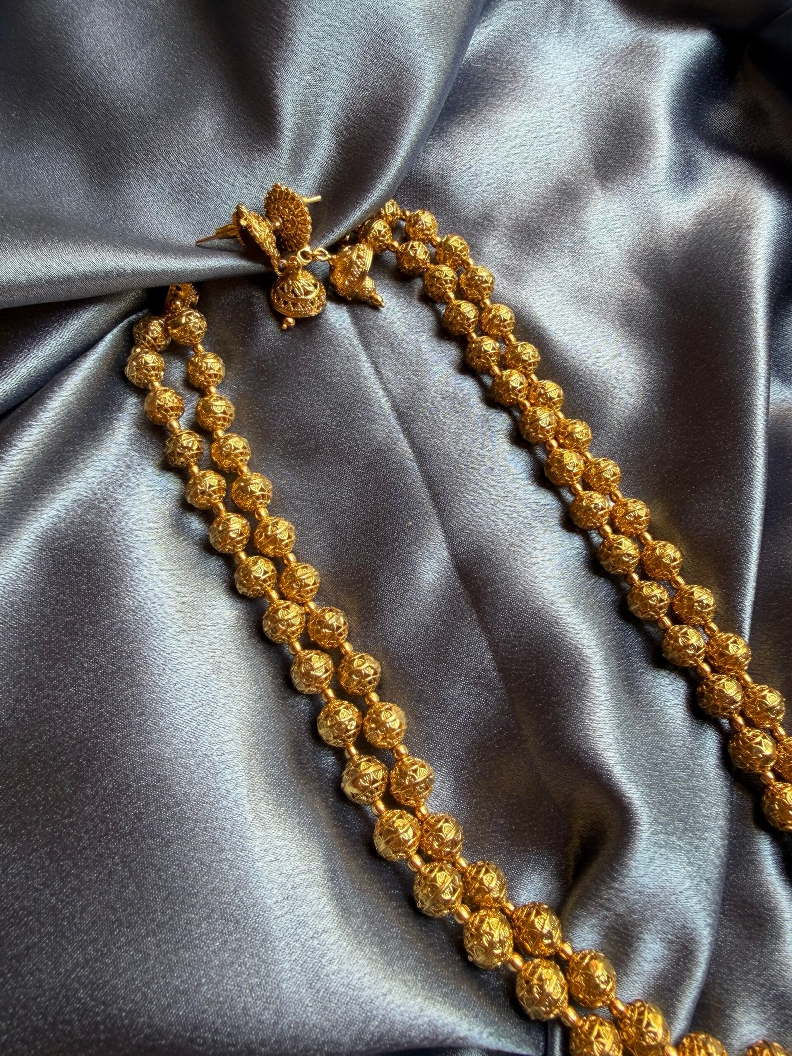 2 layer antique gold mala