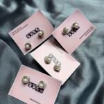 Shell pearl stud silver (3 s )