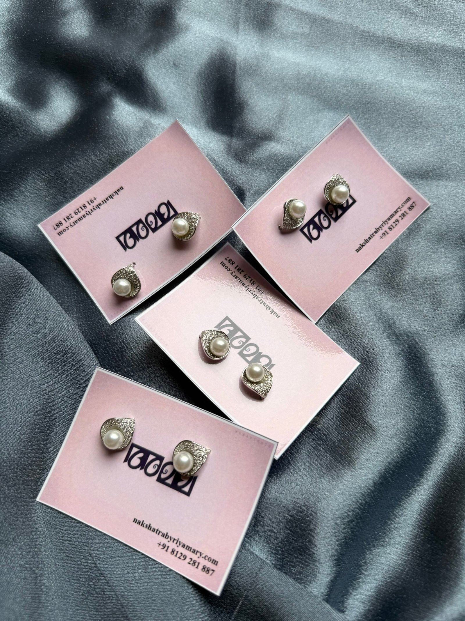 Shell pearl stud silver (3 s )