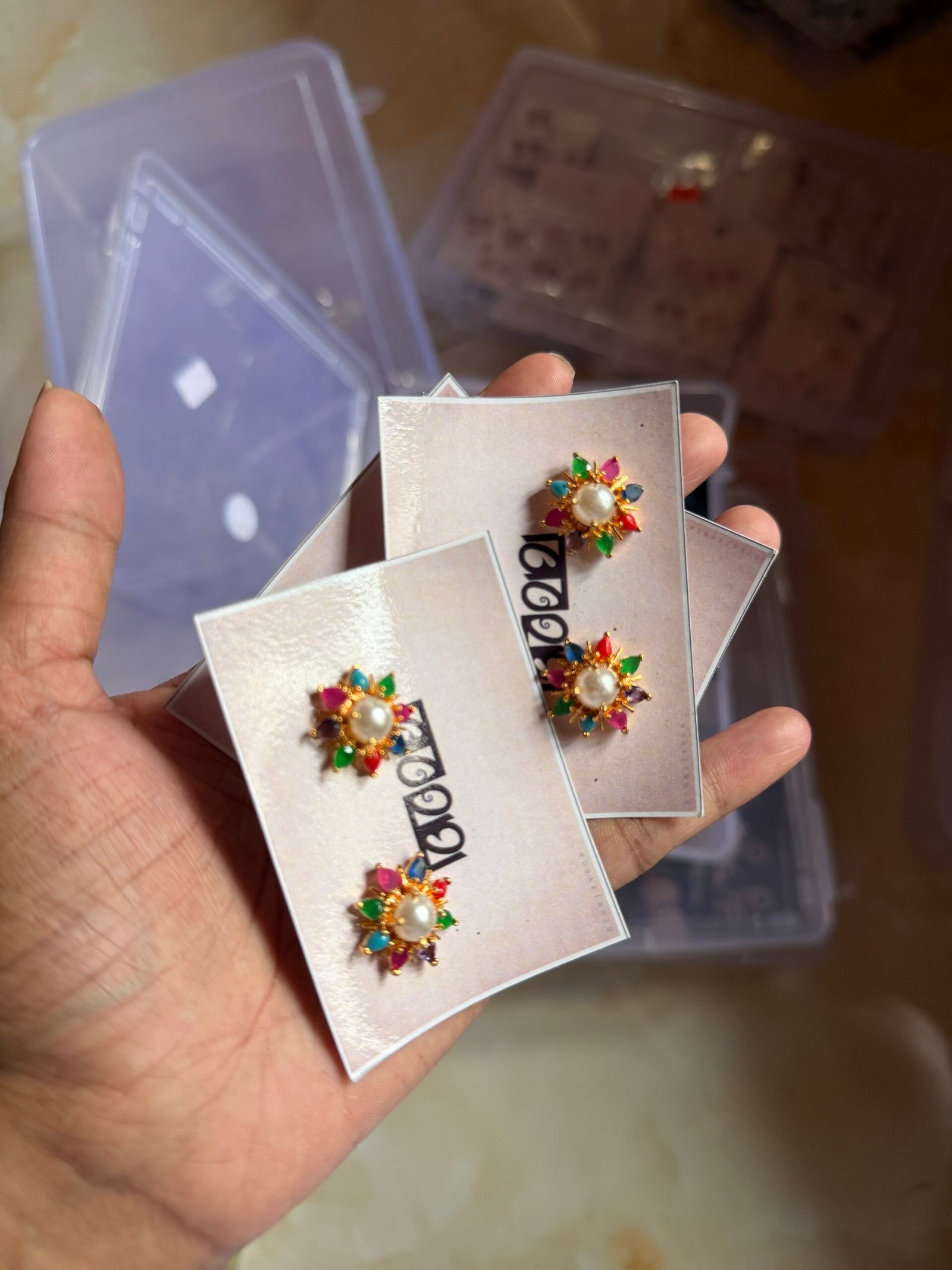 Navaratna ear stud