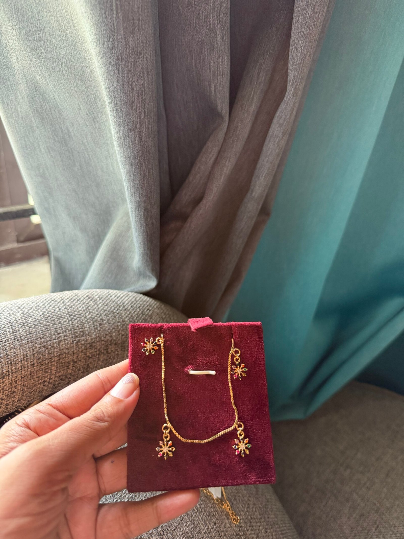 Gold plated Navaratna chain