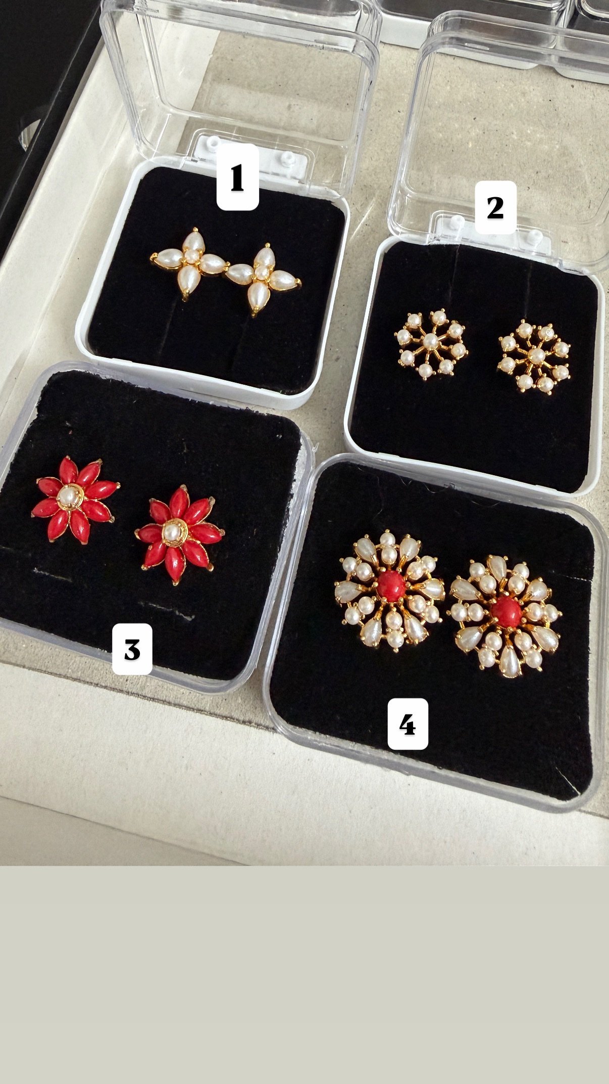 Pearl and coral stud