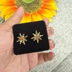 Navaratna gold plated stud