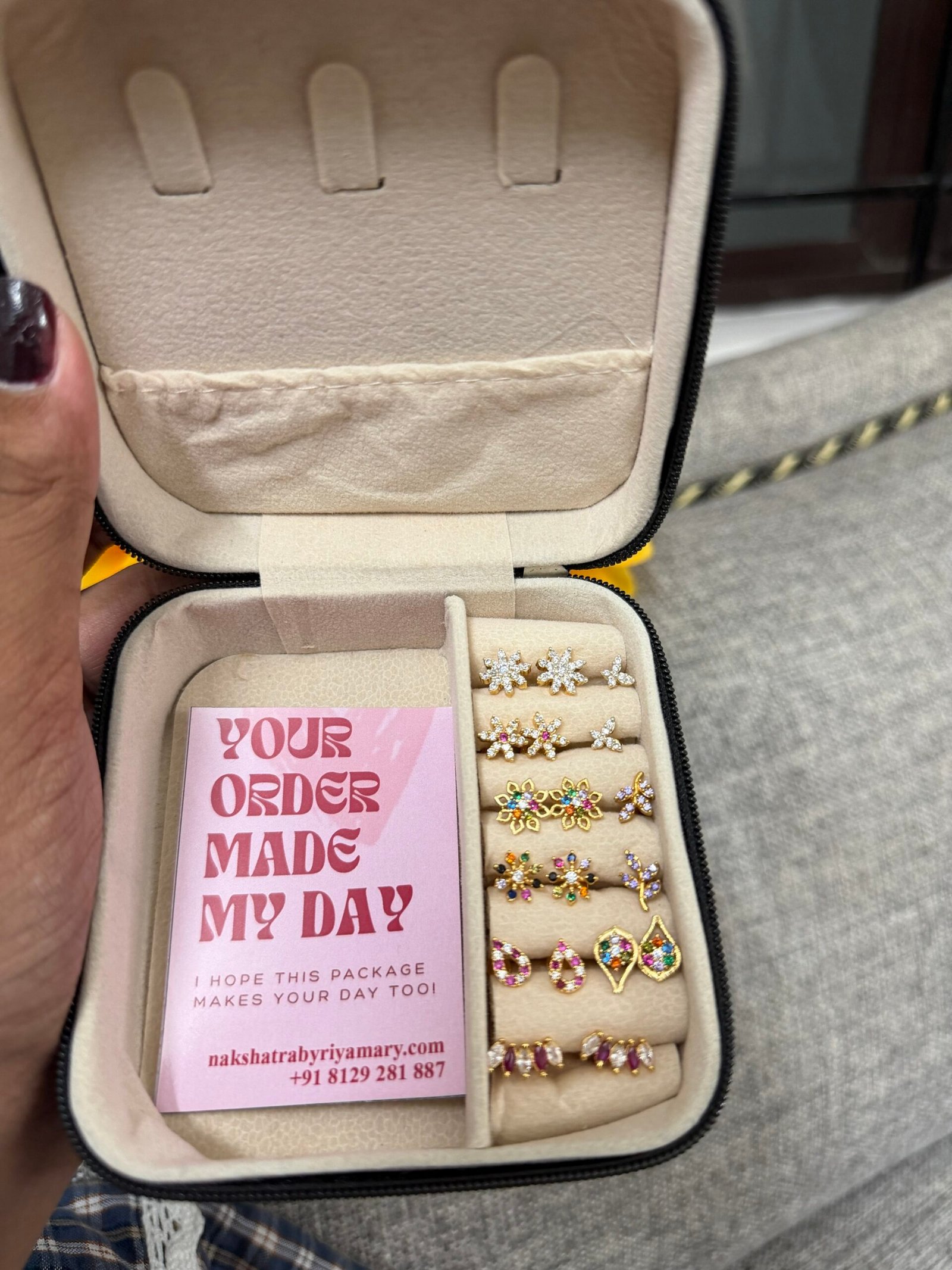 Gold plated studs gift box black