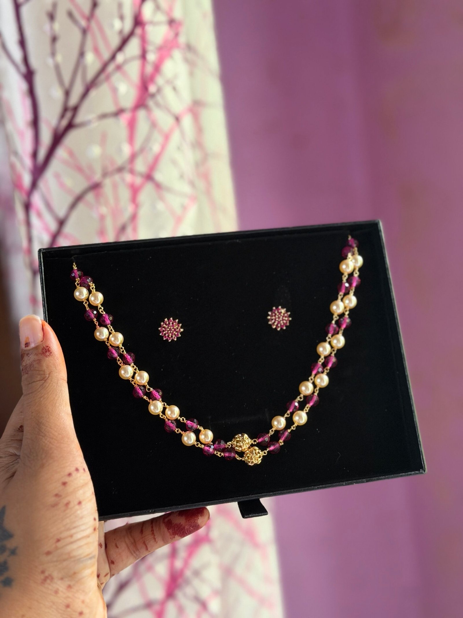 Ruby and pearl gift set