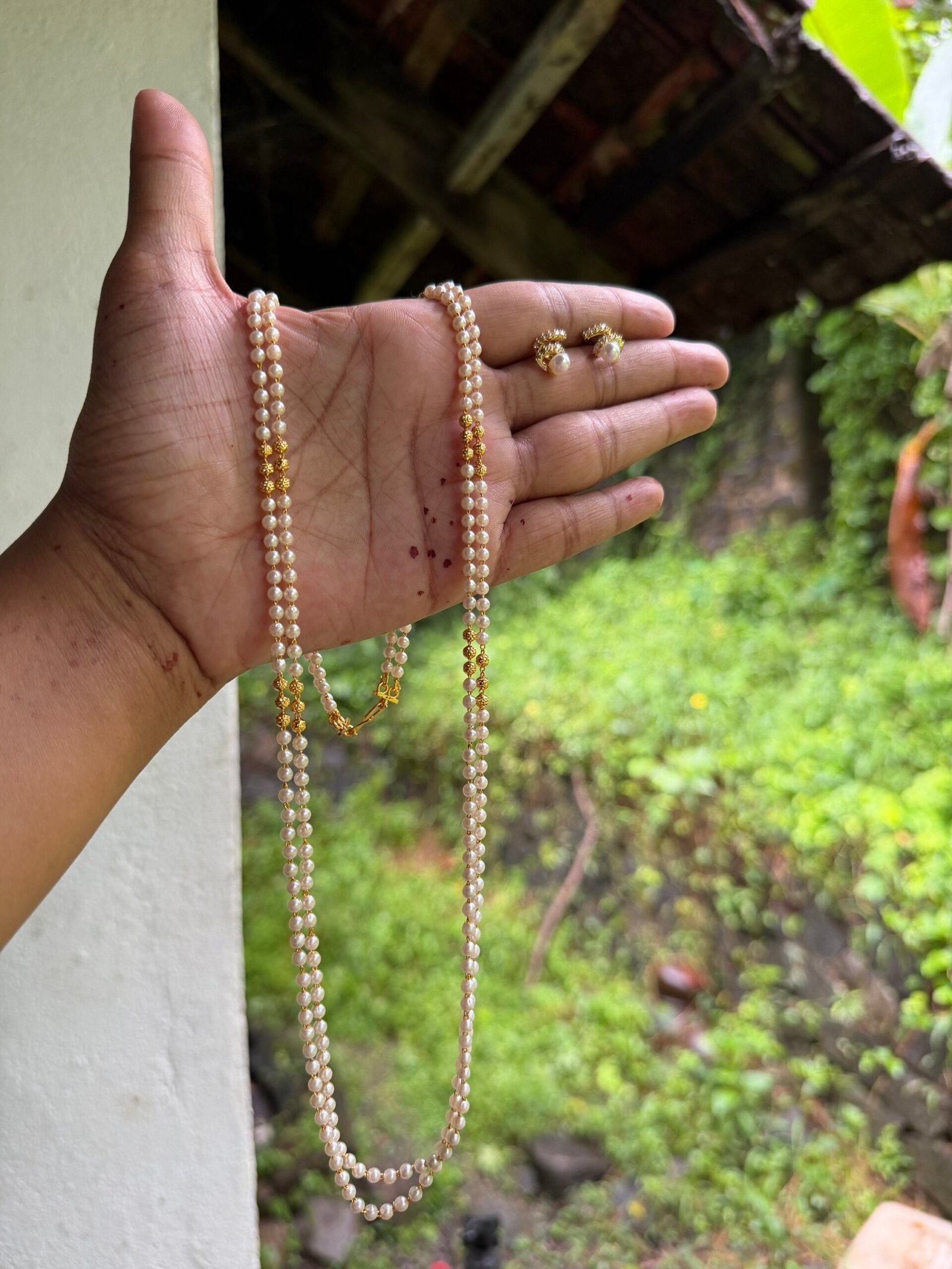 Double strand pearl mala set 🌸